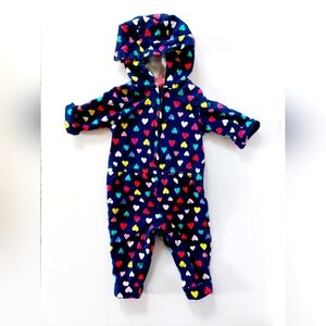 Rainbow Heart Fleece Jumpsuit‎ with Hood size 3 months Carters
